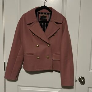 J. crew double breasted pea coat jacket, rose, size 12